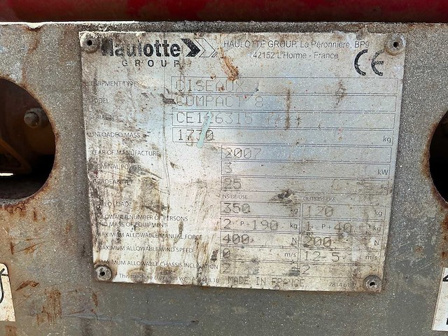 2006 haulotte compact 8 hoogwerker defect - afbeelding 14 van  21