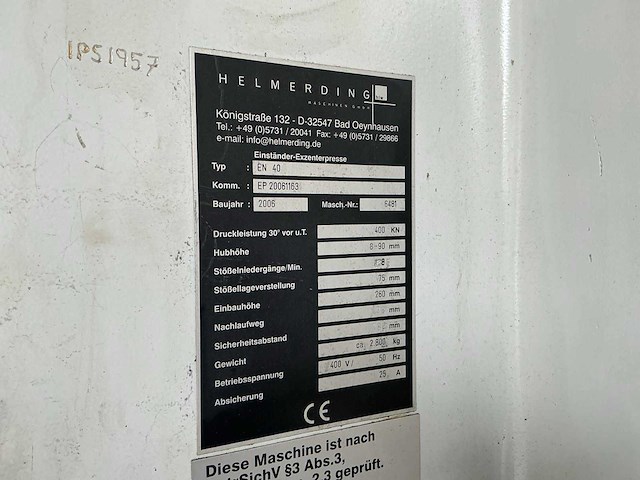 2006 helmerding en 40 excenterpers - afbeelding 4 van  11