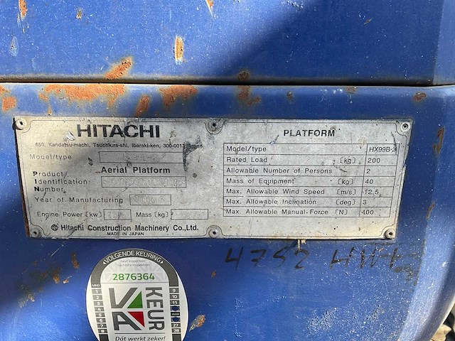 2006 hitachi hx99b-2 hoogwerker - afbeelding 6 van  14