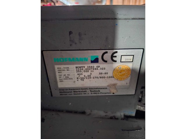 2006 hofmann monty 3550 gp banden de-en montageapparaat - afbeelding 5 van  9