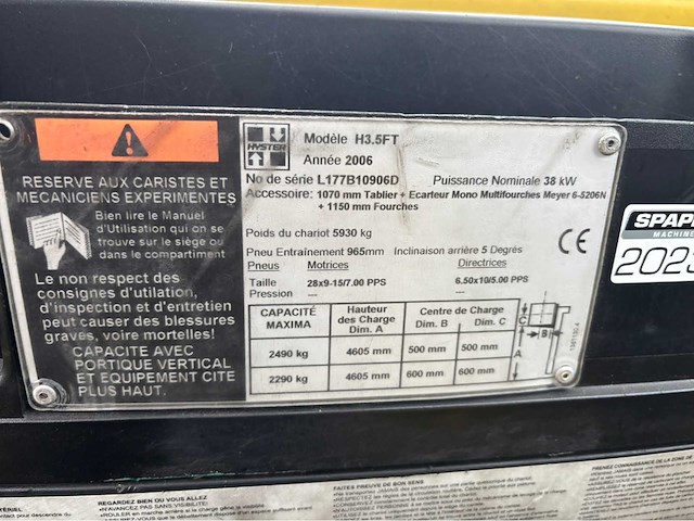 2006 hyster fortens h3.5ft vorkheftruck - afbeelding 30 van  30