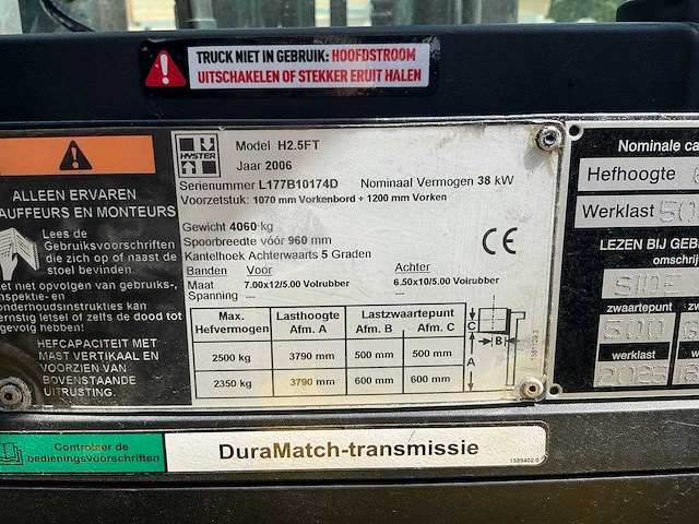 2006 hyster h2.5ft vorkheftruck - afbeelding 26 van  32