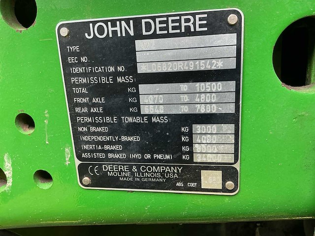 2006 john deere 6820 vierwielaangedreven landbouwtractor - afbeelding 3 van  31
