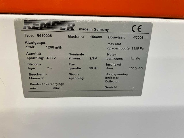 2006 kemper filter-master 6410005 lasdampafzuiginstallatie - afbeelding 3 van  5