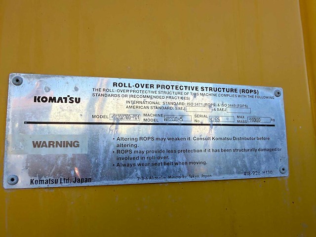2006 komatsu wa 200-5 shovel wiellader - afbeelding 8 van  17