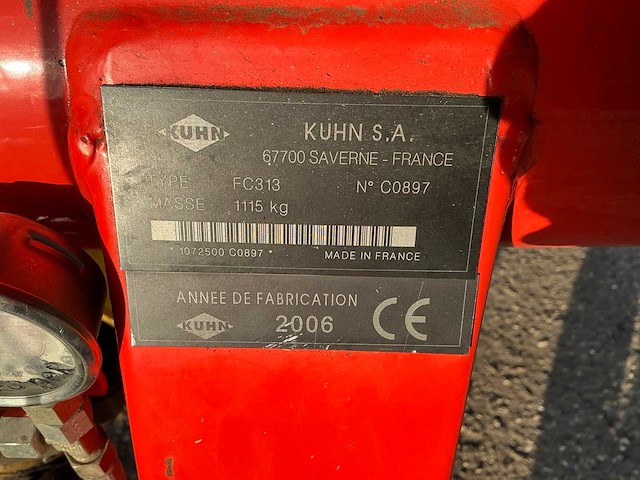 2006 kuhne fc313 lift control 3 punts gedragen maaimachine - afbeelding 7 van  13