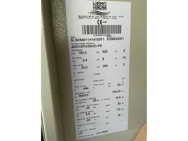 2006 liebert hiross sls05401 chiller - afbeelding 6 van  6