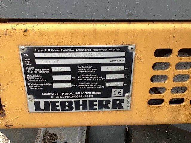 2006 liebherr a 900 c banden graafmachine - afbeelding 17 van  36