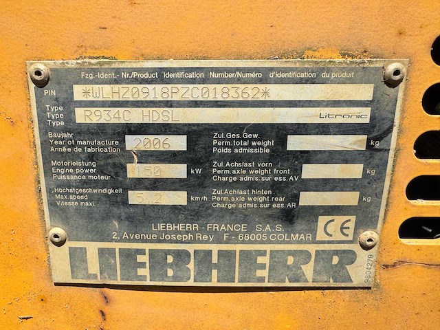 2006 liebherr r934c rupsgraafmachine - afbeelding 11 van  34