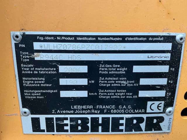 2006 liebherr r944c hdsl litronic rupsgraafmachine - afbeelding 60 van  63