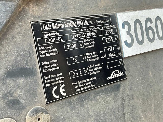 2006 linde e20p-02 vorkheftruck - afbeelding 5 van  16