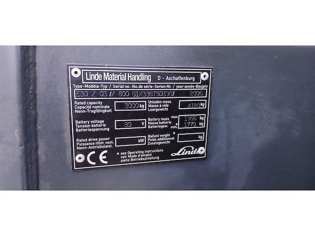 2006 linde e30 vorkheftruck - afbeelding 5 van  13