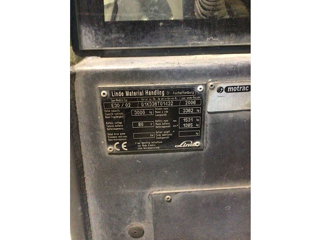 2006 linde e30/02 vorkheftruck - afbeelding 2 van  14