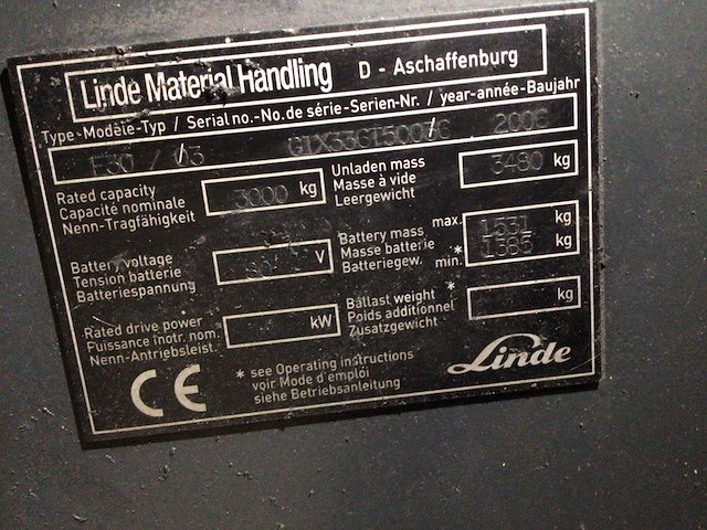 2006 linde e30/03 vorkheftruck - afbeelding 6 van  14
