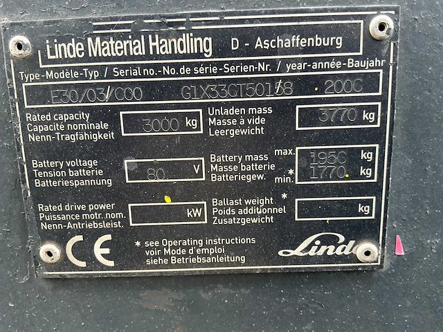 2006 linde e30/03/600 vorkheftruck - afbeelding 21 van  25