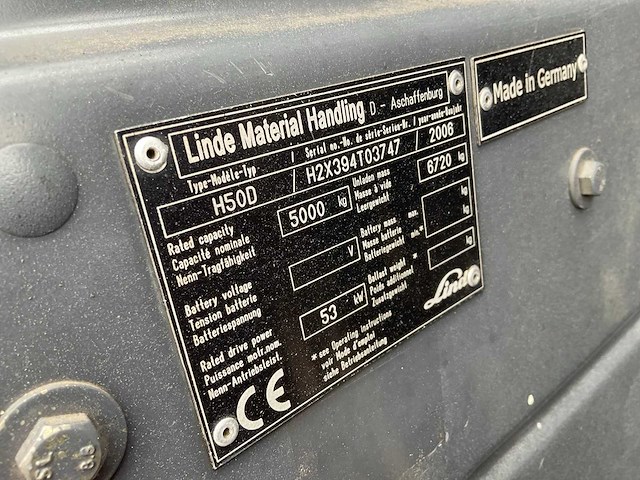 2006 linde h 50 d vorkheftruck - afbeelding 5 van  15