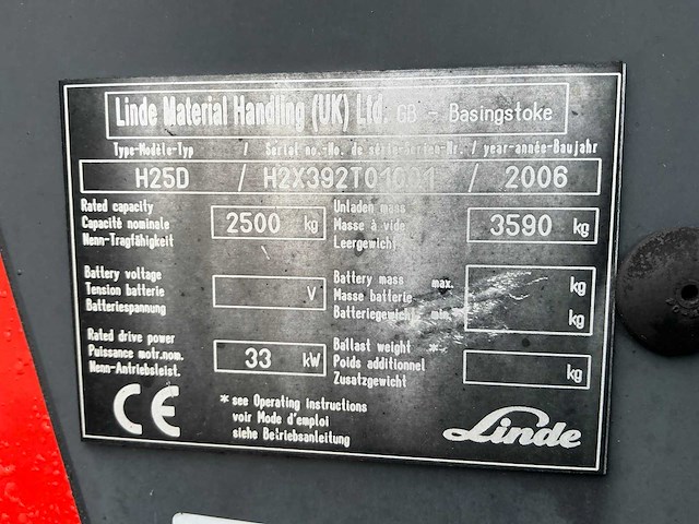 2006 linde h25d vorkheftruck - afbeelding 31 van  37