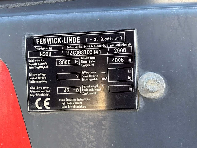 2006 linde h30d vorkheftruck - afbeelding 8 van  27