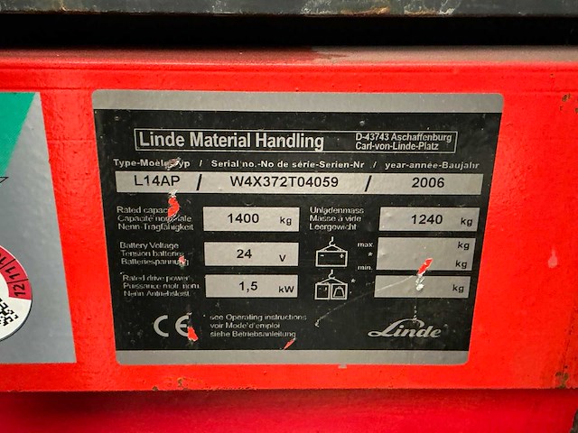 2006 linde l14ap elektrische palletwagen - afbeelding 12 van  12