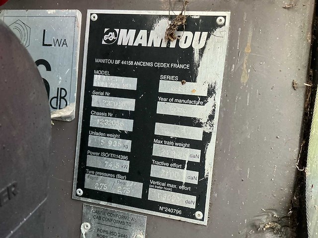 2006 manitou mlt627t compact verreiker - afbeelding 8 van  19