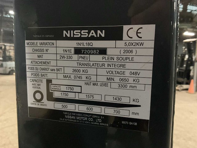 2006 nissan 1n1l18q vorkheftruck - afbeelding 5 van  11