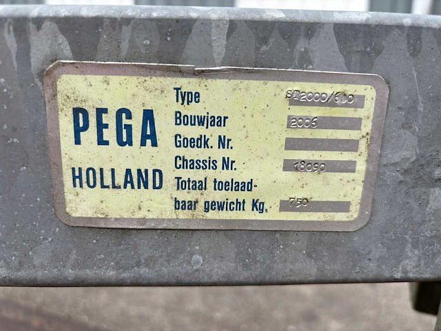 2006 pega holland - st2000/600 - boottrailer - 2700kg - afbeelding 2 van  9