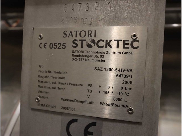 2006 satoris saz-1300-5-hv-va autoclaaf - afbeelding 9 van  17