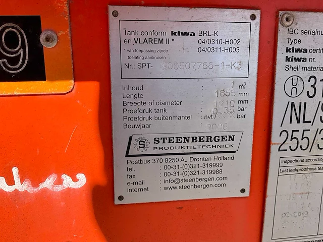 2006 steenbergen cie100 brandstof opslagtank - afbeelding 8 van  9
