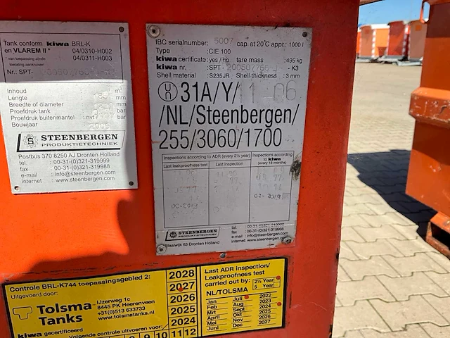 2006 steenbergen cie100 brandstof opslagtank - afbeelding 9 van  9