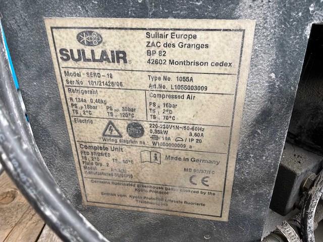 2006 sullair ws0708 ac sull schroefcompressor met koeldroger - afbeelding 9 van  9