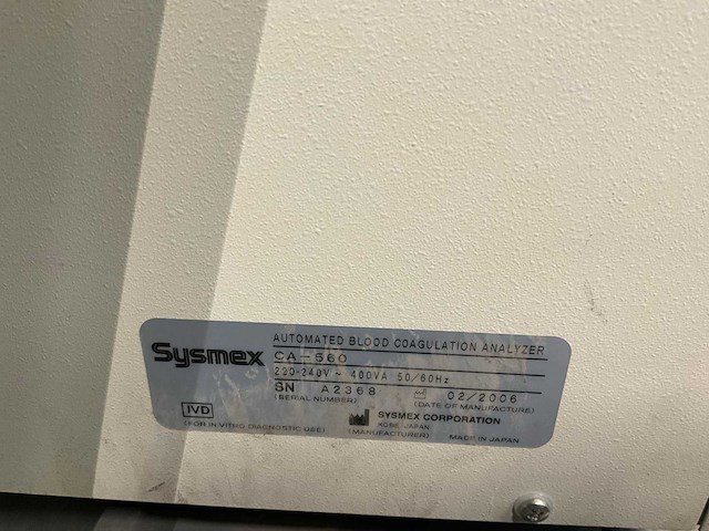2006 sysmex ca-500 series blood analyzer - afbeelding 7 van  8