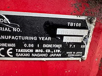 2006 takeuchi tb108 minigraafmachine - afbeelding 14 van  15