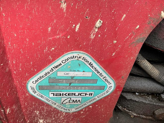 2006 takeuchi tb175 rupsgraafmachine - afbeelding 15 van  15