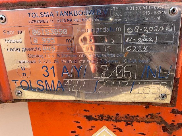 2006 tolsma brandstof opslagtank - afbeelding 4 van  13
