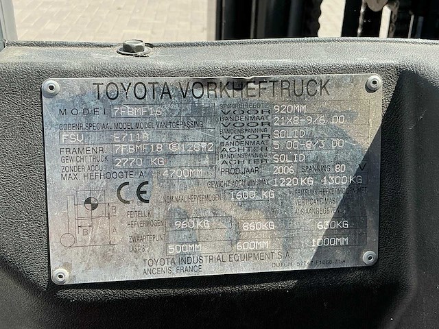 2006 toyota 7fbmf16 vorkheftruck - afbeelding 6 van  14