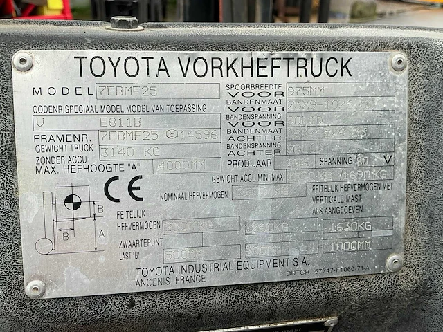 2006 toyota 7fbmf25 vorkheftruck elektrisch - afbeelding 5 van  13