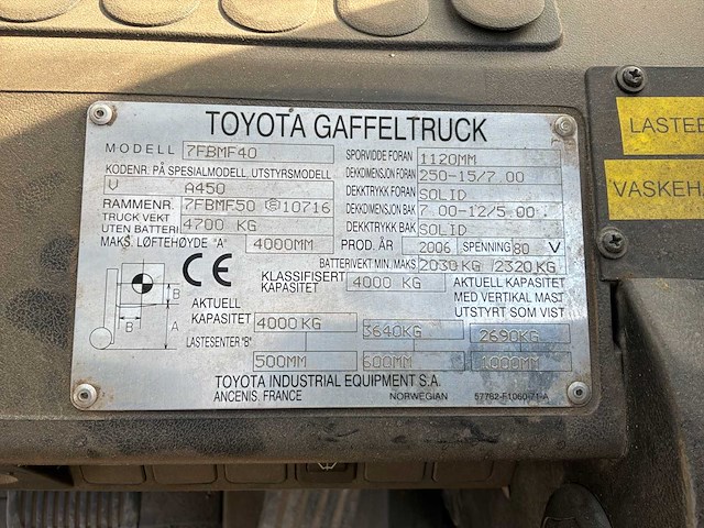 2006 toyota 7fbmf40 vorkheftruck - afbeelding 10 van  21