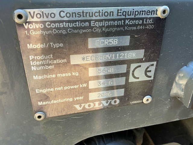 2006 volvo ecr58 midigraafmachine - afbeelding 32 van  33