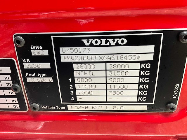 2006 volvo fm 6x2 l 8.0 hoogwerker brandweerwagen - afbeelding 24 van  31