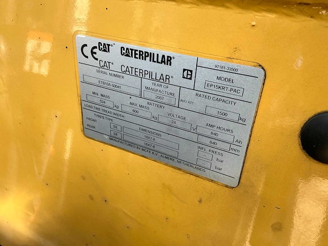 2007 - caterpillar - ep15krt-pac - vorkheftruck - afbeelding 9 van  17