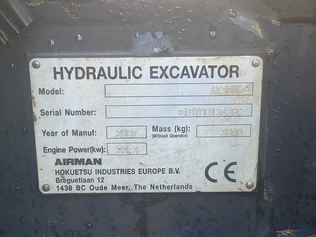 2007 airman ax30u-4 minigraafmachine - afbeelding 21 van  21