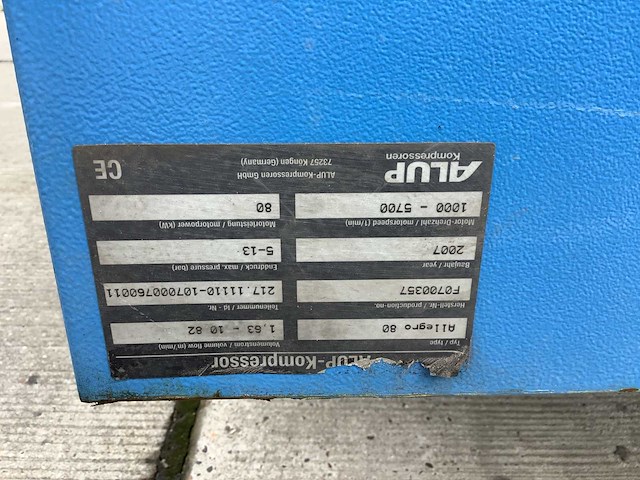 2007 alup allegro 80 schroefcompressor - afbeelding 9 van  11