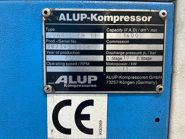 2007 alup vario tr 11 schroefcompressor - afbeelding 4 van  6
