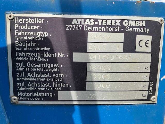 2007 atlas 1404k mobiele kraan - afbeelding 69 van  71