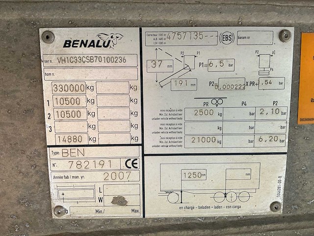 2007 benalu c33 2-assige aluminium kipperoplegger – 21 m³ - afbeelding 24 van  30