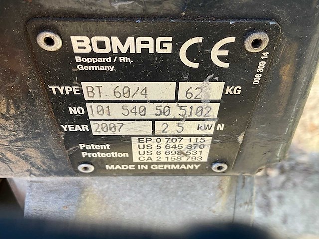 2007 bomag bt 60/4 trilstamper - afbeelding 5 van  5
