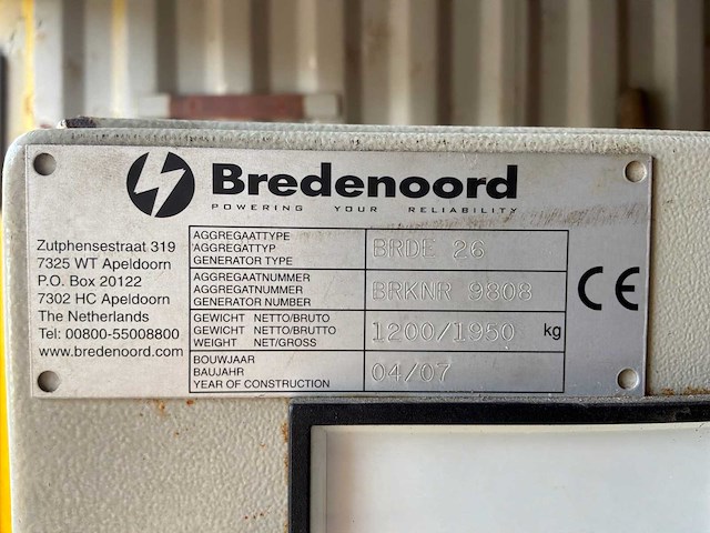 2007 bredenoord brde 26 noodstroomaggregaat in 10ft container - afbeelding 10 van  11