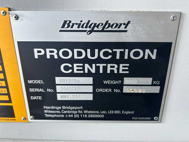 2007 bridgeport xr 1270e cnc universele machinecentrum - afbeelding 8 van  16