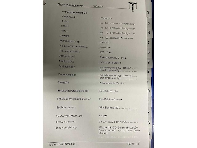 2007 büro tartler tardosil siliconen meng- & doseerinstallatie - afbeelding 8 van  17