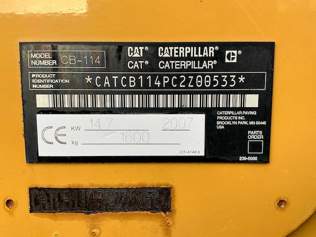 2007 caterpillar cb114 grondwals - afbeelding 17 van  23